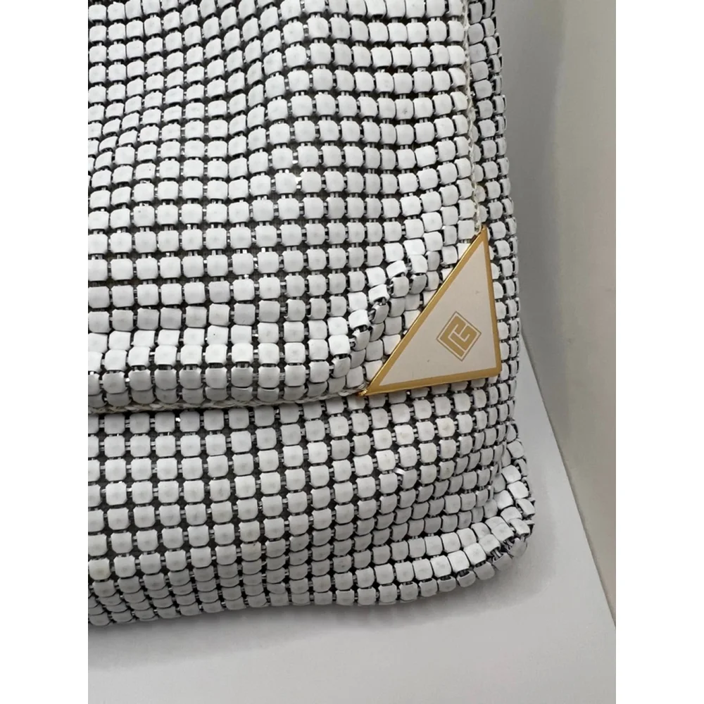 Excellent Vintage Balmain White Gold Mesh Purse